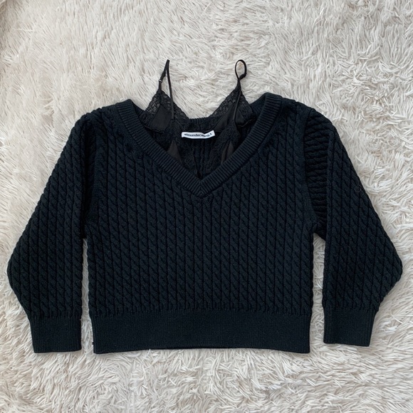 Worn once Alexander Wang T Cable knit cami black sweater sz XS - Picture 1 of 7